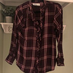 💥FINAL DAY  Plum plaid ruffle blouse